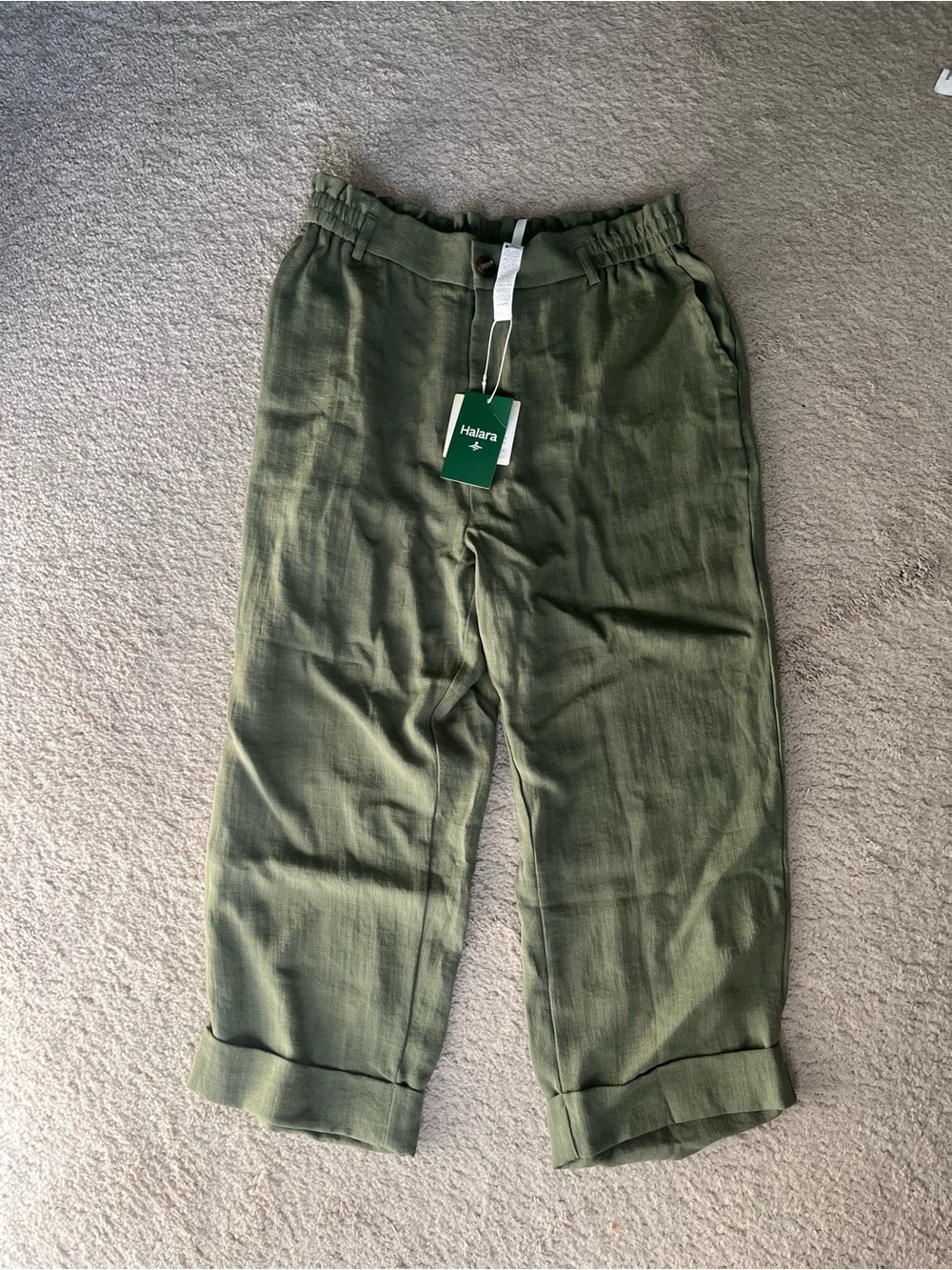 Halara Women’s Olive Green Linen-Feel Pants